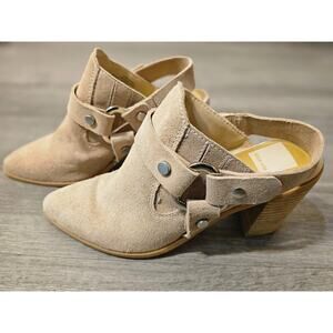 Dolce Vita Size 9.5 Beige Harness Rango Sling Back Mule Stacked Heeled Bootie